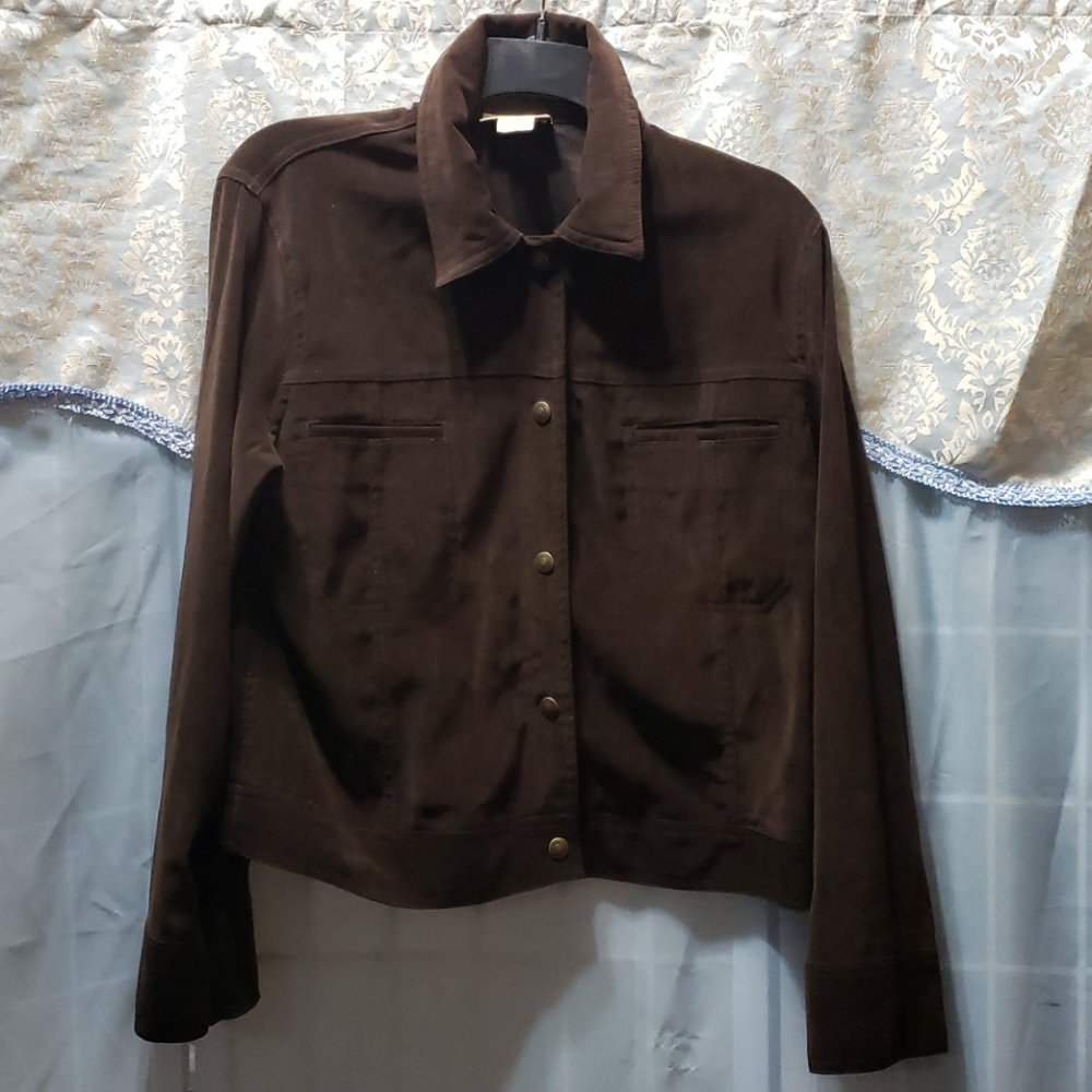 FASHION BUG STRETCH BROWN JEAN STYLE JACKET SZ L